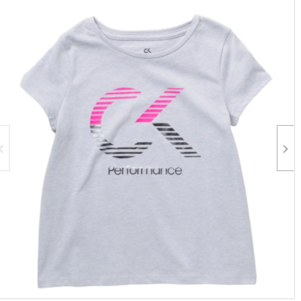 CALVIN KLEIN Girls'  Short Sleeve Tee Shirt Gray S